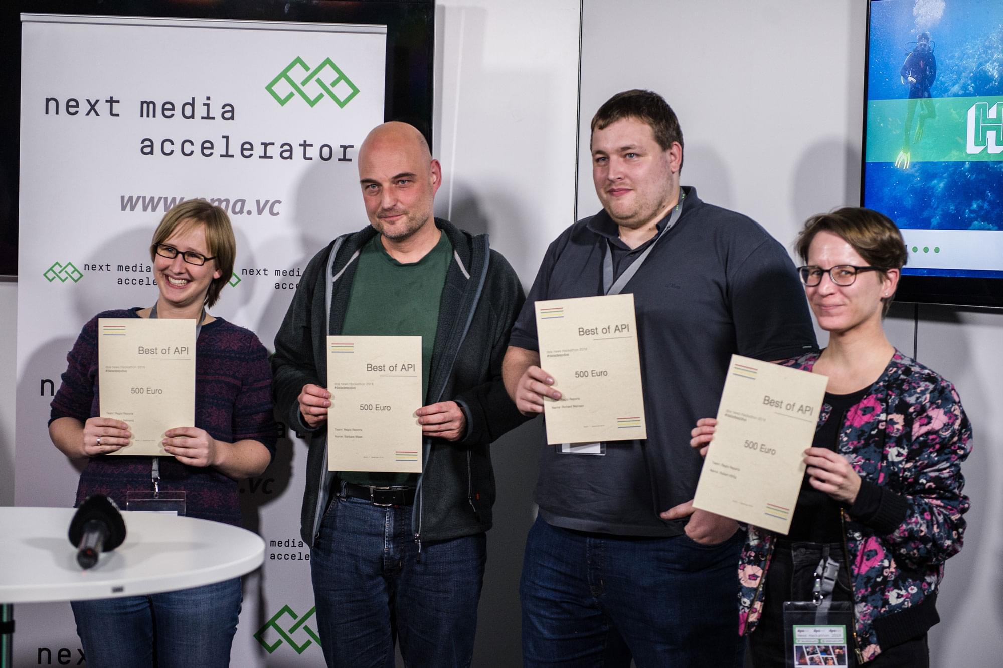 Die Gewinner des dpa-Hackathons in der Kategorie „Best of API“