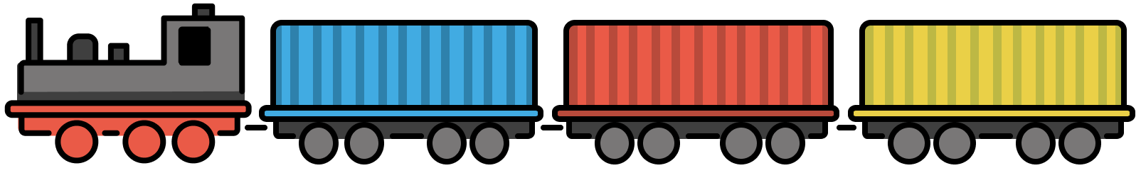 Lokomotive mit drei Güterwagons